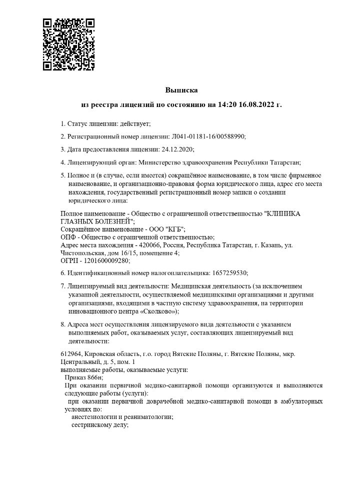 Лицензия Клиника Третий Глаз